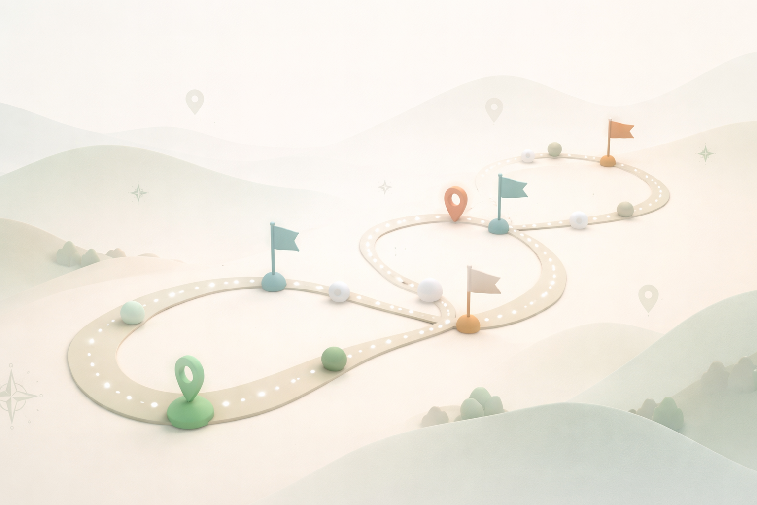 Customer journey mapping illustrated as a non-linear path with branching decision points